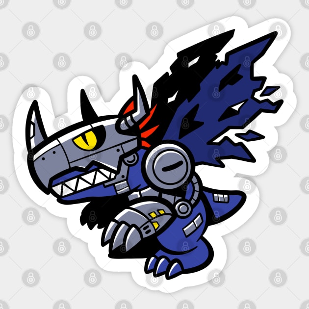 Chibi MetalGreymon Sticker by Siridhata's Designs